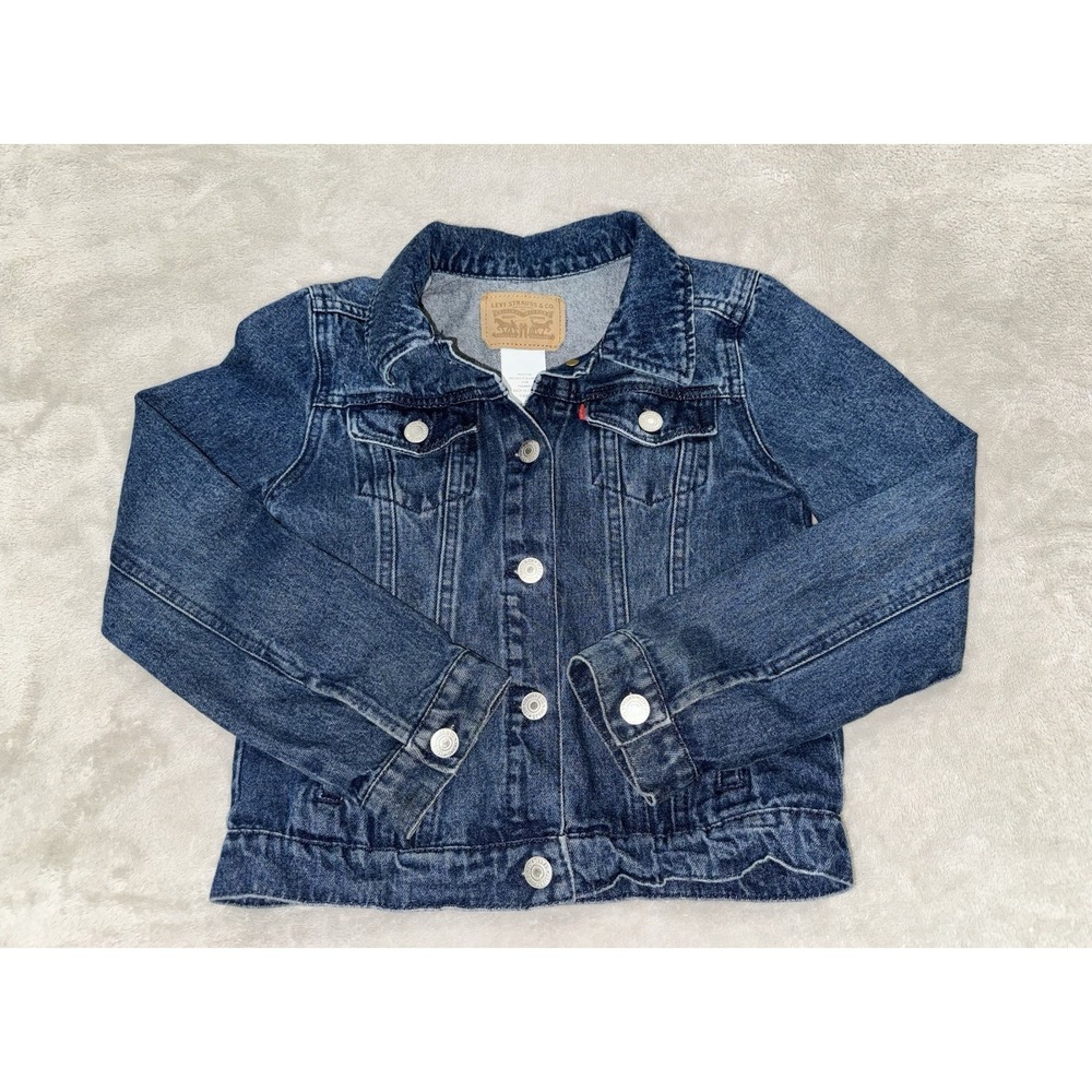 Levi Strauss & Co. Unisex Kids Blue Denim Trucker Jean Jacket M 10-12 Button